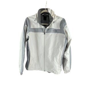 The North Face Womens White Gray Full-Zip Windbreaker Jacket S Outdoor Athletic
